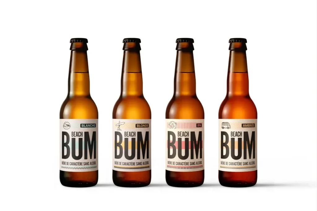 Photo de gamme de bouteilles de bières avec une ombre portée